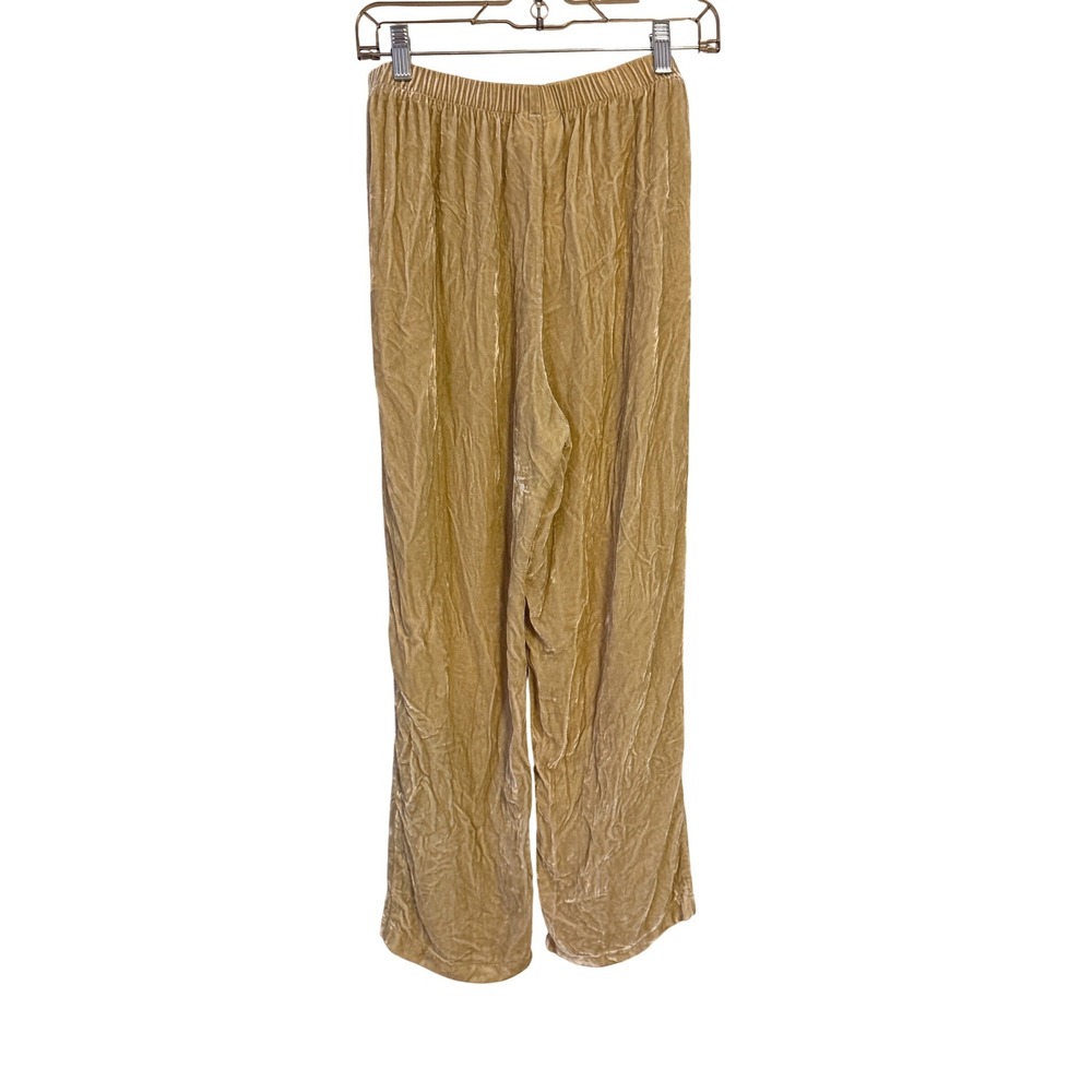 Soft Surroundings Gold Silk Blend Crushed Velvet Wide Leg Pants Medium Lounge